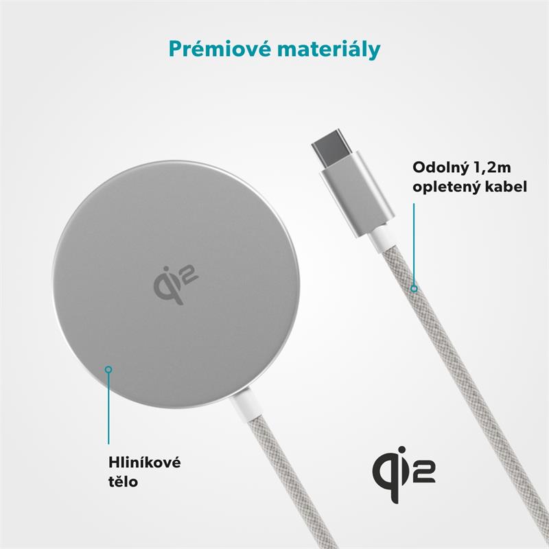 iStores by Epico UltraBase Qi2 Mag+ bezdrôtová nabíjačka EO50 - strieborná 