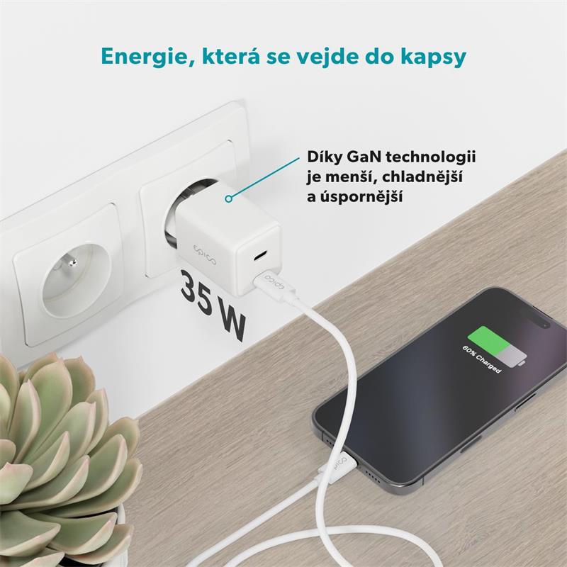 iStores by Epico Ultraboost GaN 35W sieťový adaptér EA35 - biela 