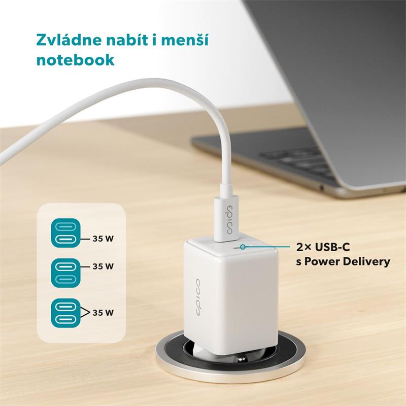 iStores by Epico Ultraboost GaN 35W sieťový adaptér EA35 - biela 