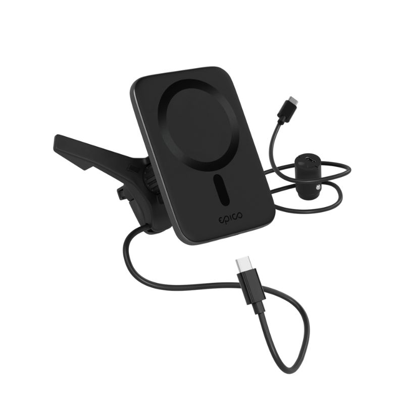 iStores by Epico Qi2 Mag+ Ultrathin Car Charger Wireless Charging 15W - čierna 