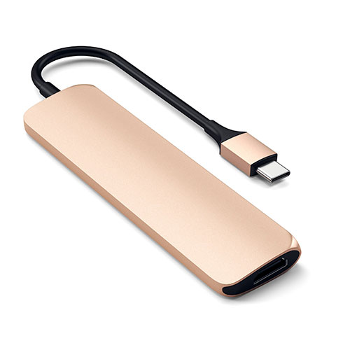 Satechi USB-C Slim Multiport adaptér V2 - Gold Aluminium 