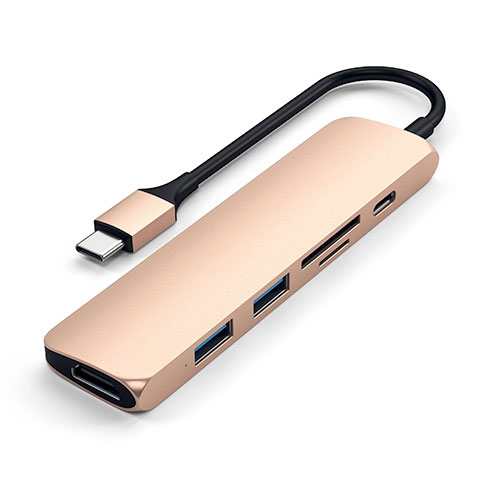 Satechi USB-C Slim Multiport adaptér V2 - Gold Aluminium