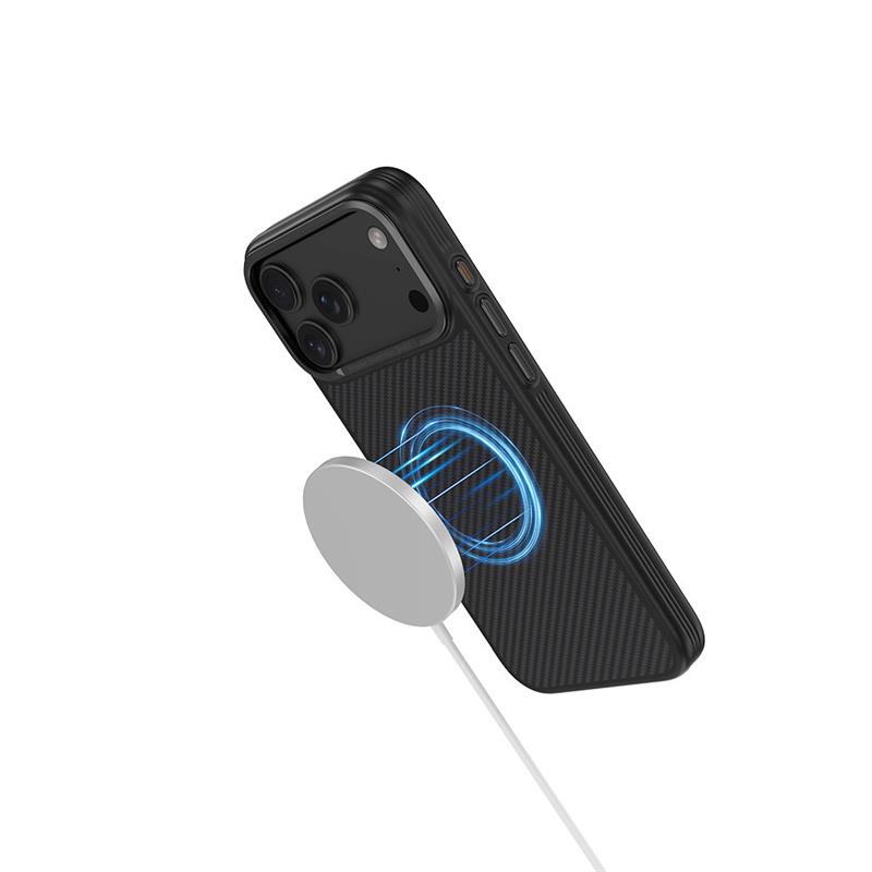 Comma kryt Kevlar Magnetic Shockproof Case pre iPhone 17 Pro Max - Black 