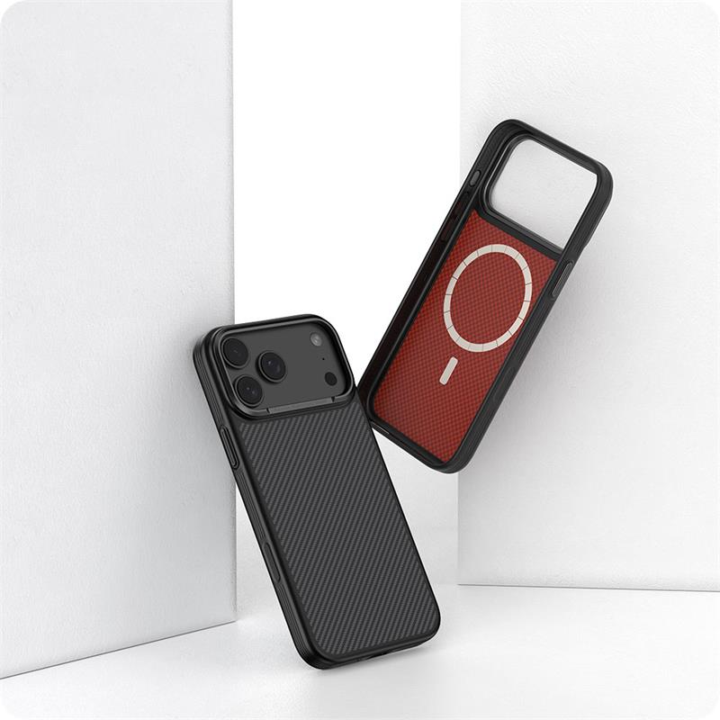 Comma kryt Kevlar Magnetic Shockproof Case pre iPhone 17 Pro Max - Black 