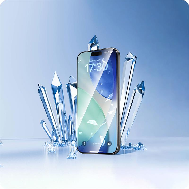Devia ochranné sklo Van Series Crystal Diamond pre iPhone 17 Pro - Black Frame 