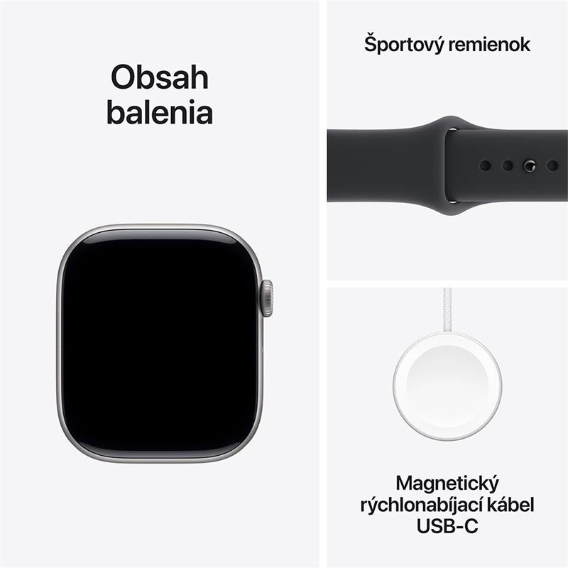 Apple Watch Series 11 GPS 42mm Kozmický sivý hliník s čiernym športovým remienkom - S/M 