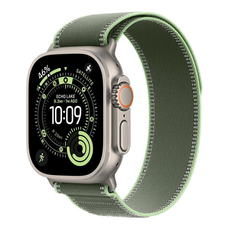 Apple Watch 49mm Green/Neon Trail Loop - M/L - Natural Titanium Finish 