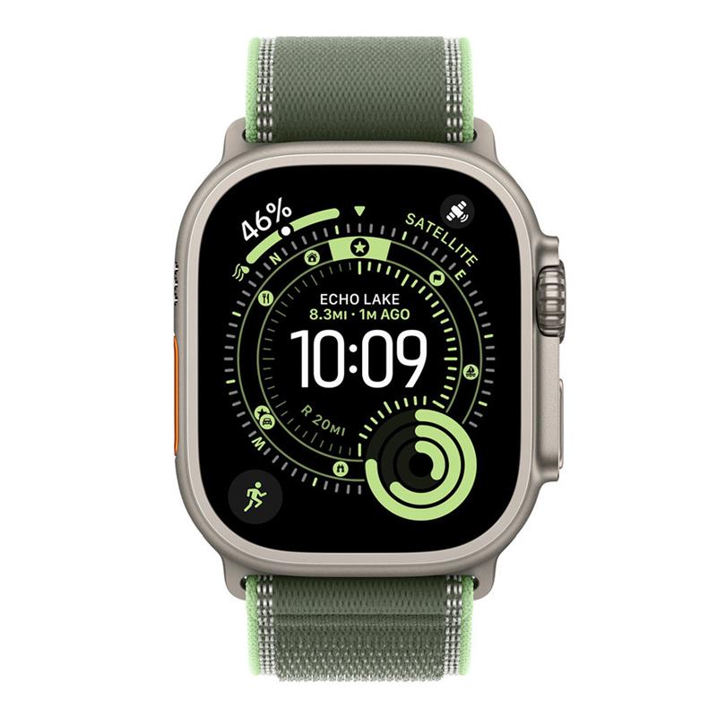Apple Watch 49mm Green/Neon Trail Loop - M/L - Natural Titanium Finish 