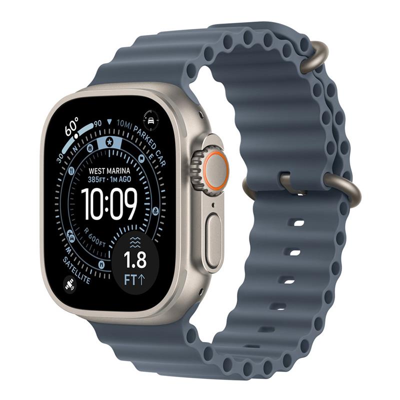 Apple Watch 49mm Anchor Blue Ocean Band Extension - Natural Titanium Finish 