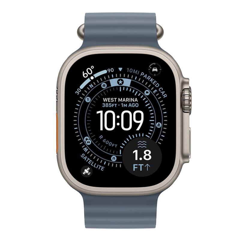 Apple Watch 49mm Anchor Blue Ocean Band Extension - Natural Titanium Finish 