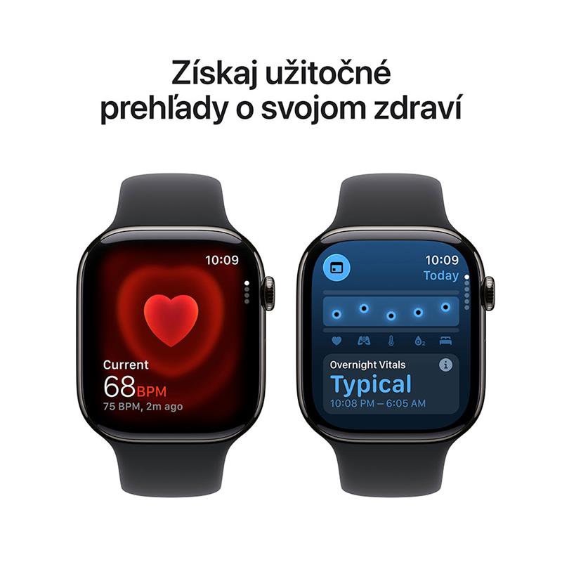 Apple Watch Series 11 GPS + Cellular 42mm Bridlicový sivý titán s čiernym športovým remienkom - M/L 