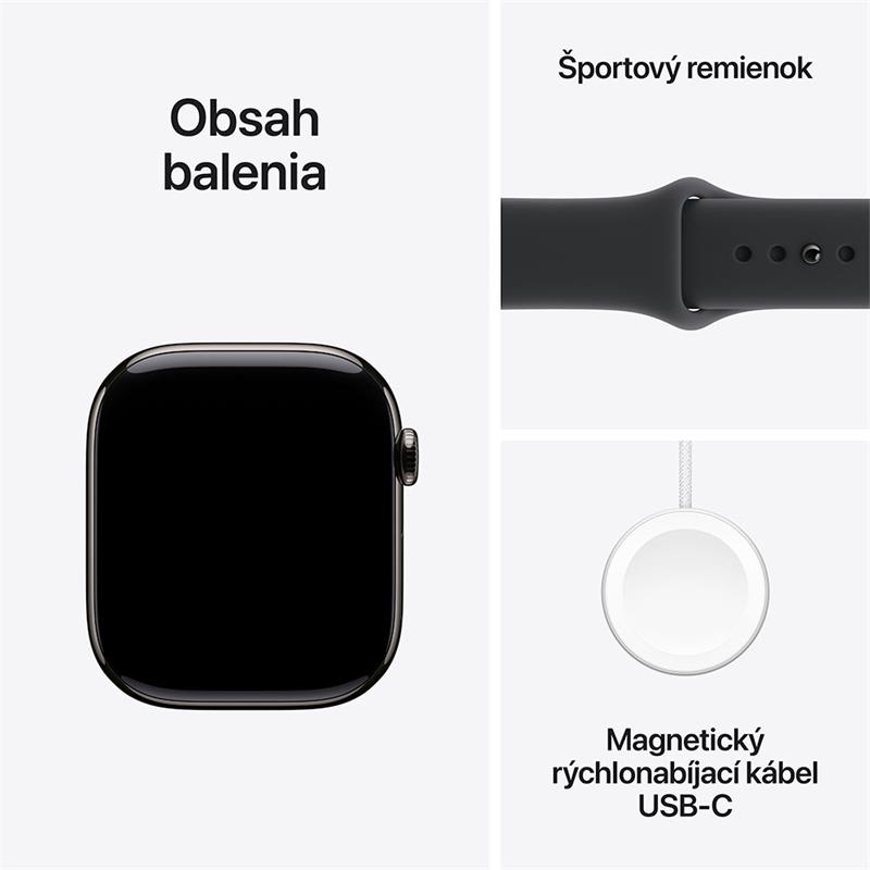 Apple Watch Series 11 GPS + Cellular 42mm Bridlicový sivý titán s čiernym športovým remienkom - M/L 