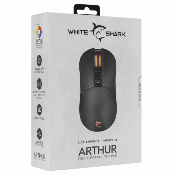 White Shark Gaming mouse ARTHUR, 9D, 10 000 dpi, black 