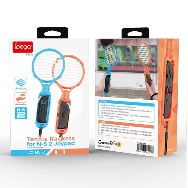 iPega SW2090 Tenisové Rakety pre JoyCon Ovládače Nintendo Switch 2, Red / Blue 