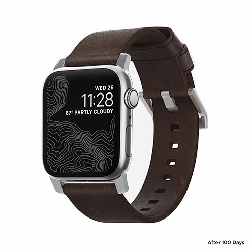 Nomad kožený remienok pre Apple Watch 38/40/41 mm - Modern Brown/Silver Hardware