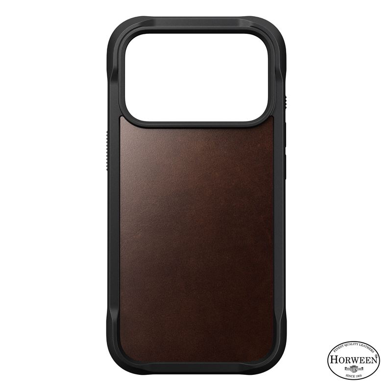 Nomad kryt Rugged Leather Case Magsafe Horween pre iPhone 17 Pro - Rustic Brown 