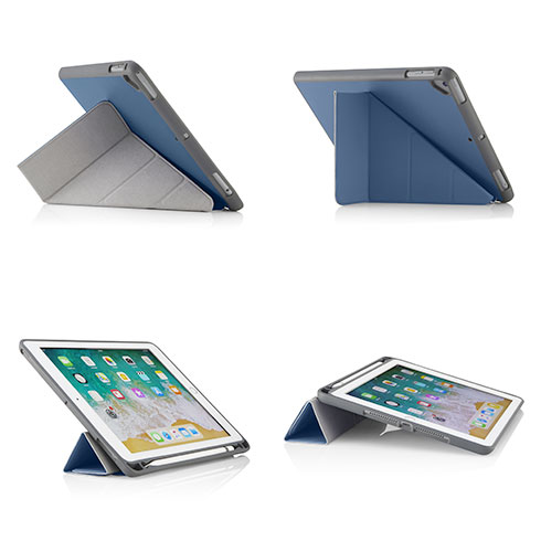 Pipetto puzdro Origami Pencil Case pre iPad 9.7" 2018 - Navy Blue