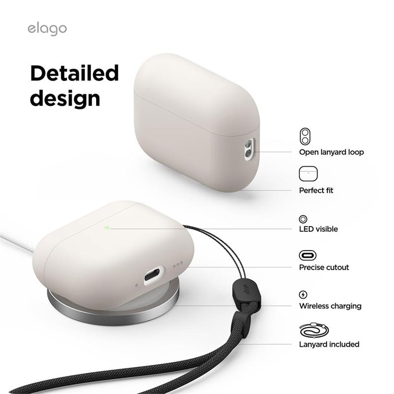 Elago Airpods Pro 3 Liquid Hybrid Strap Case - Stone 