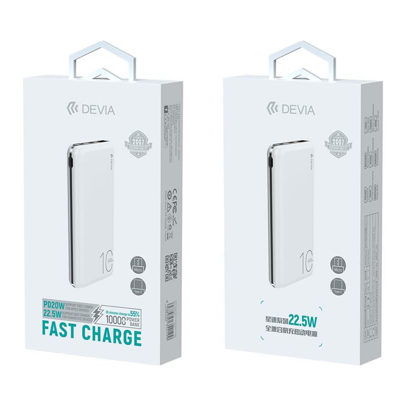 Devia powerbank Smart Series 10000 mAh 22.5W - White *Rozbalený* 