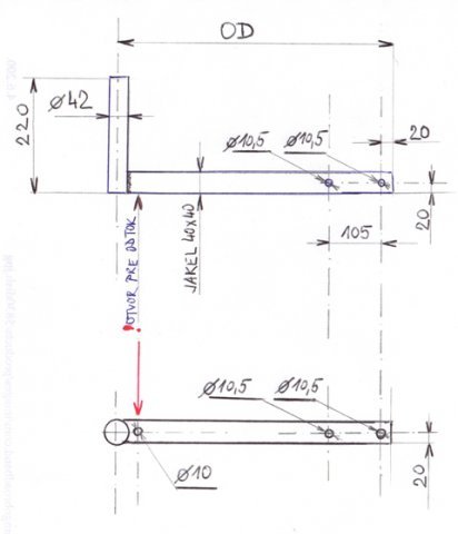 CSAT   KBV500+2Z5M   konzola na stožiar dľžka 22cm - odsadenie 50cm 