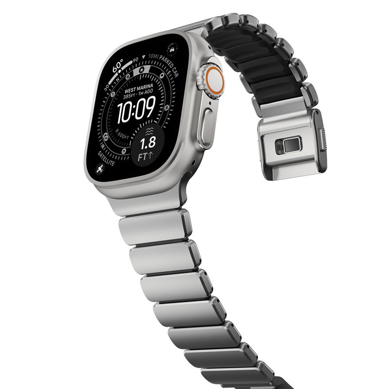 Nomad remienok Stratos pre Apple Watch 44-49mm - Black/Natural Hardware 