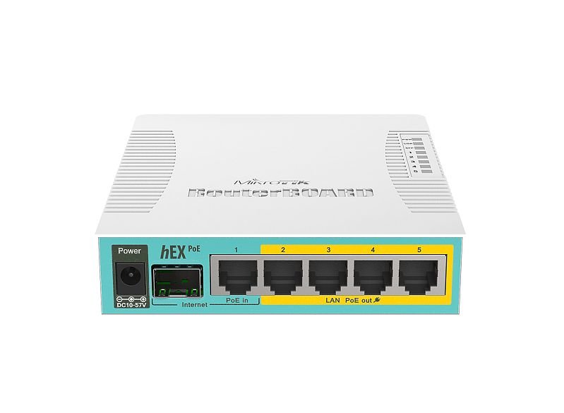 MIKROTIK RouterBOARD hEX PoE + L4 (800MHz; 128MB RAM, 5xGLAN switch, PoE in/out, zdroj) 