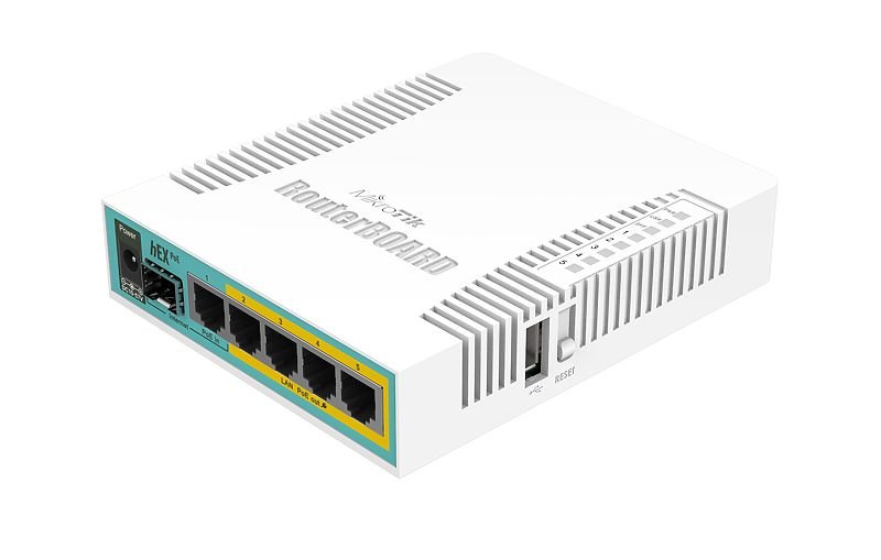 MIKROTIK RouterBOARD hEX PoE + L4 (800MHz; 128MB RAM, 5xGLAN switch, PoE in/out, zdroj) 