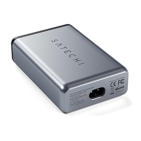 Satechi USB-C 75W Dual Power Delivery Travel Charger - Space Gray 