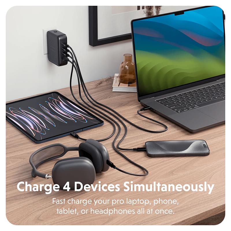 Hyper HyperJuice 145W USB-C GaN Charger With 4 Ports - Black 