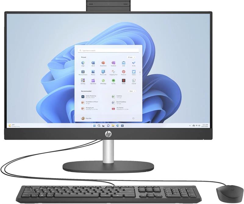 HP 24-cr0905nc AiO, R5 7520U, 23.8 1920x1080/IPS, Radeon, 16GB, SSD 512GB, W11H, 2-2-0, Black, WiFi+BT 