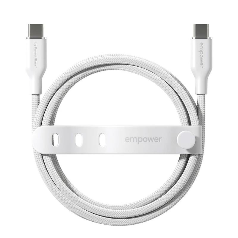 PanzerGlass kábel EMPOWER Racing USB-C to USB-C 2m 60W - White 
