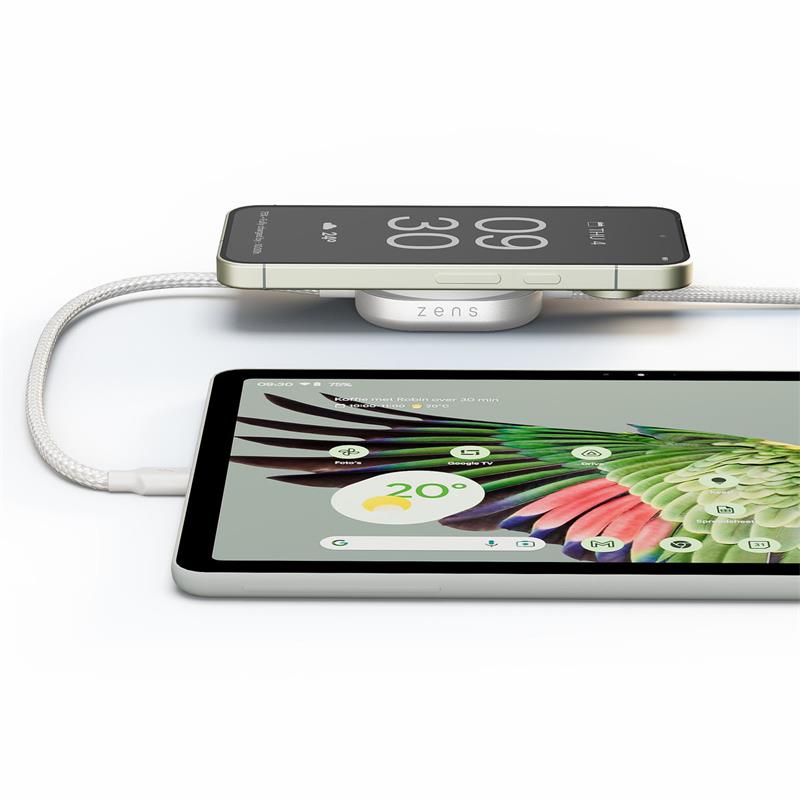 ZENS USB C - C Pro 2 cable 1,5 m 240W with Qi2,charger White 