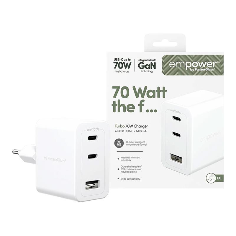 PanzerGlass EMPOWER Grand Prix Dual USB-C/USB-A GaN 70W - White 