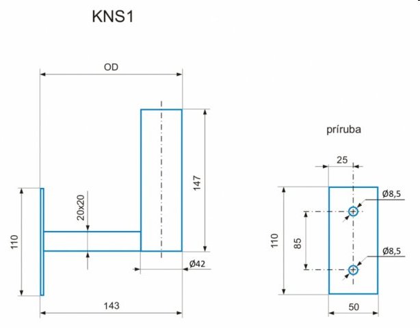 CSAT   KNS1   konzola pre malé zariadenia - odsadenie 14,3cm 