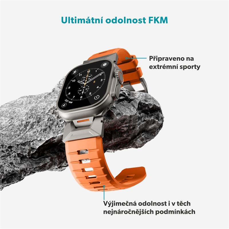 Epico Rubber Pro remienok s nerezovým zapínaním pre Apple Watch 49/46/45/44/42mm - oranžová 