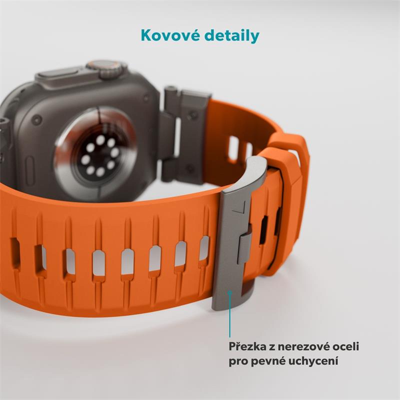 Epico Rubber Pro remienok s nerezovým zapínaním pre Apple Watch 49/46/45/44/42mm - oranžová 