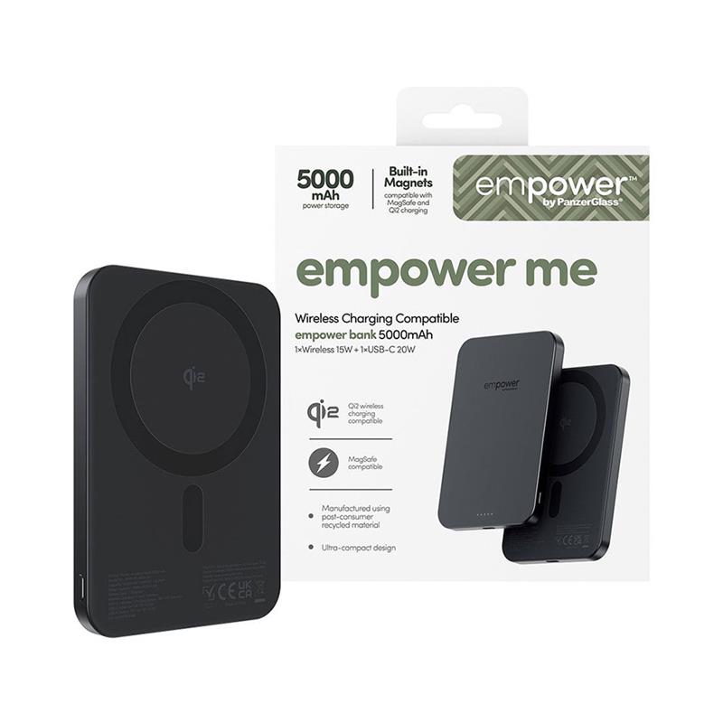 PanzerGlass EMPOWER Wireless Qi2 Powerbank 5.000 mAh - Black 