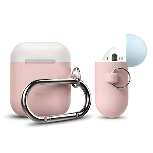 Elago Airpods Silicone Duo Hang Case - Pink/ White, Pastel Blue 