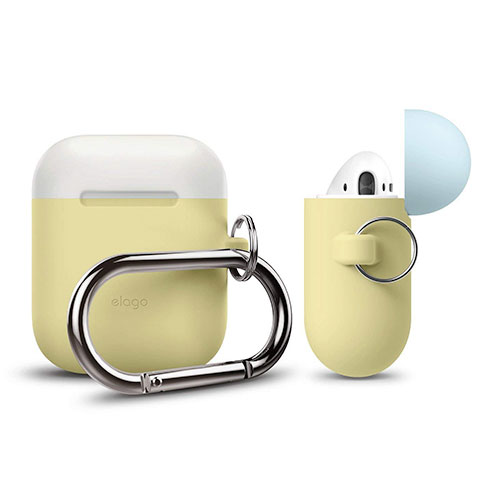 Elago Airpods Silicone Duo Hang Case - Yellow/ White, Pastel Blue 