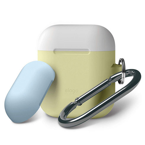 Elago Airpods Silicone Duo Hang Case - Yellow/ White, Pastel Blue 