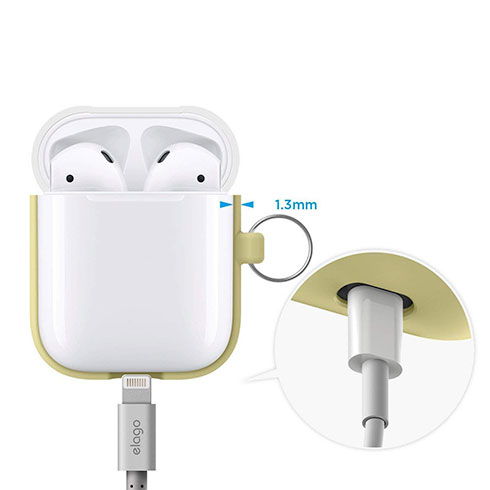 Elago Airpods Silicone Duo Hang Case - Yellow/ White, Pastel Blue 