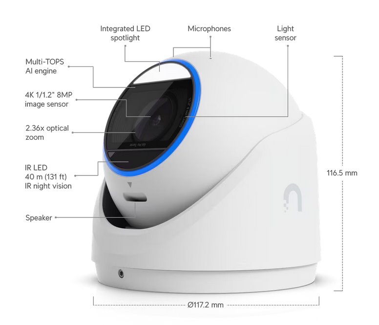 Ubiquiti UniFi Video Camera G6 Pro Turret (8MP, 3864*2160/30sn; 2.6x opt. zoom)  biela 