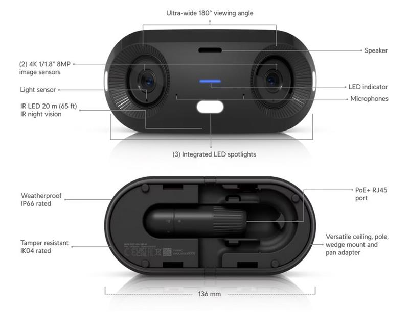 Ubiquiti UniFi Video Camera G6 180 (16MP, 7680*2160/20sn)  čierna 