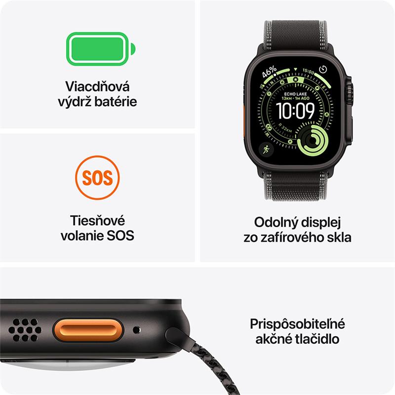 Apple Watch Ultra 3 GPS + Cellular 49mm Prírodný titán s oceľovo modrým oceánskym remienkom *Rozbalený* 