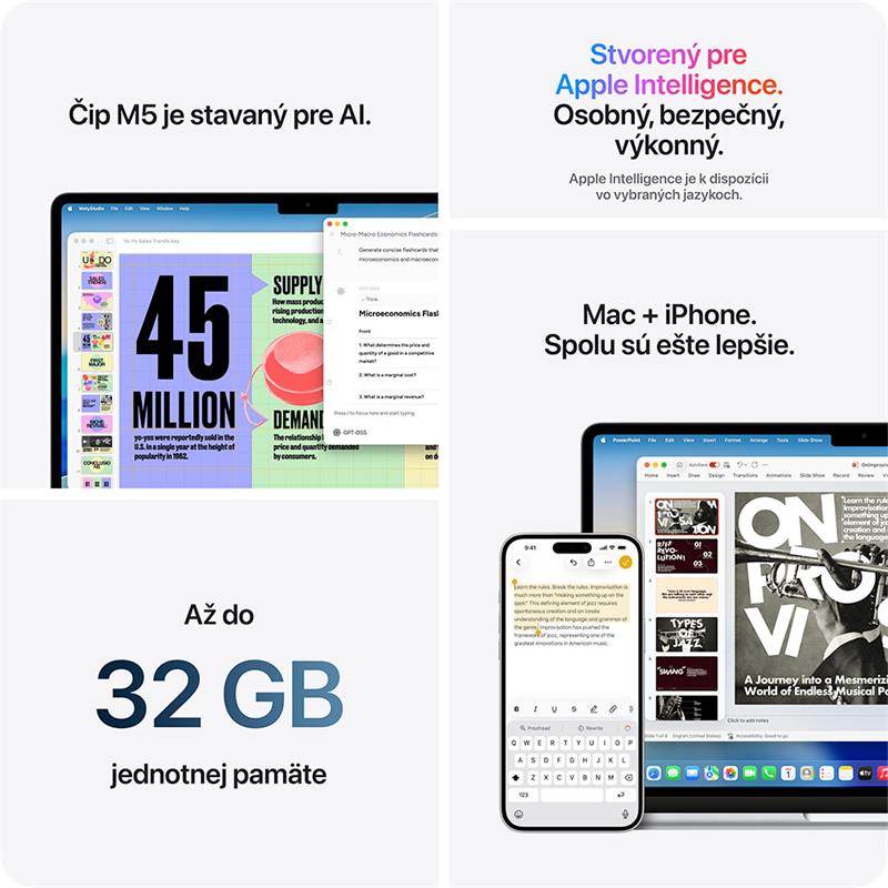 MacBook Air 15" Apple M5 10C CPU 10C GPU 16GB 512GB Nebeský modrý SK 