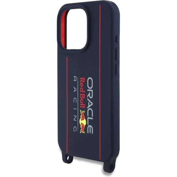 Red Bull Silicone Vertical Logo MagSafe Zadný Kryt + Crossbody popruh pre iPhone 16 Pro Max modrý 