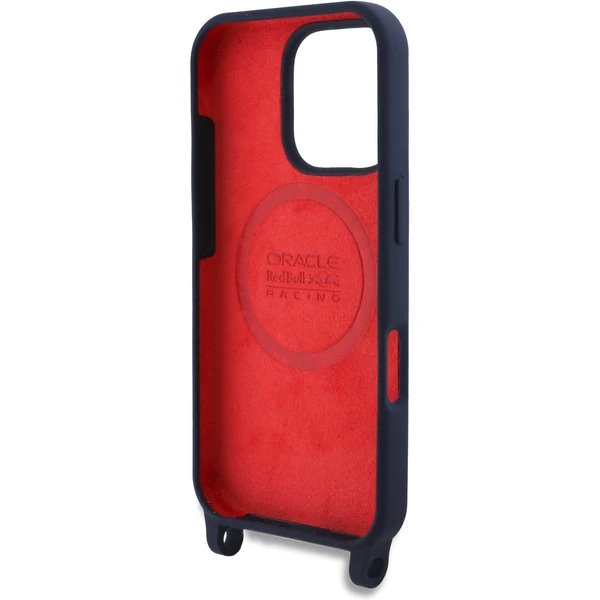 Red Bull Silicone Vertical Logo MagSafe Zadný Kryt + Crossbody popruh pre iPhone 16 Pro Max modrý 