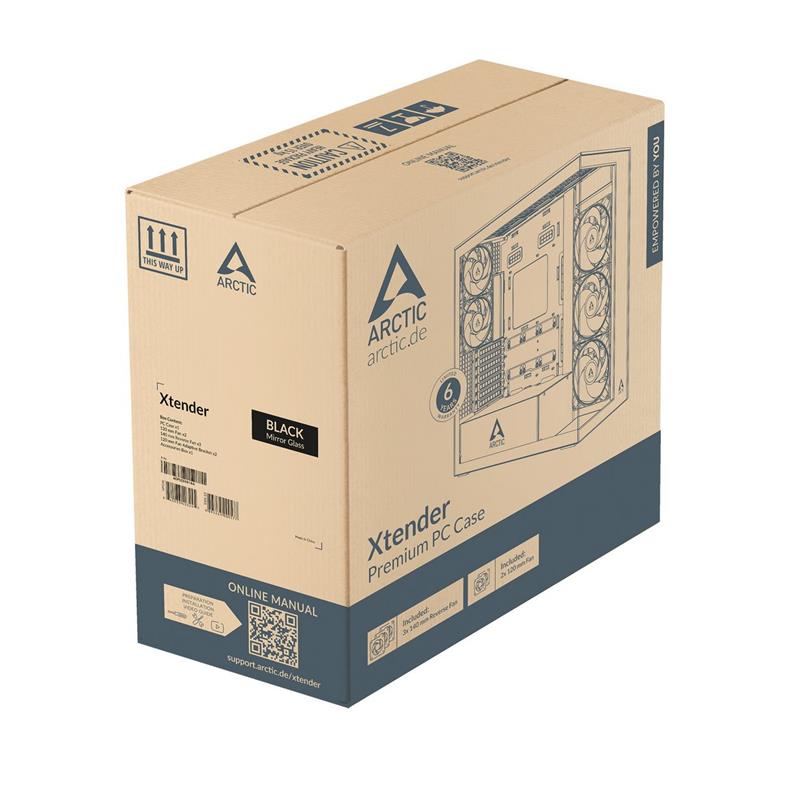 ARCTIC Premium PC Case Xtender VG (Mirror Glass), Vertical GPU Mounting, E-ATX 