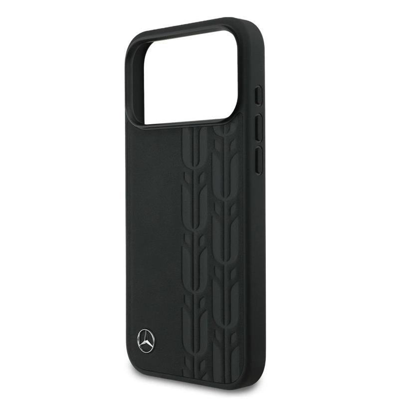 Mercedes Leather Laurel Leaves MagSafe Zadný Kryt pre iPhone 17 Pro Max čierny 