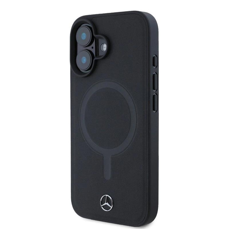 Mercedes Smooth Leather MagSafe Zadný Kryt pre iPhone 16 Plus čierny 
